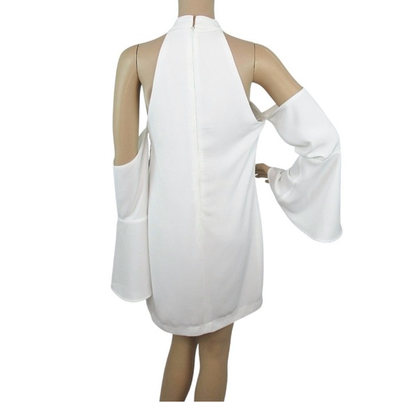 COTTON CANDY LA White Halter Cold Shoulder Mini Dress Women's Size Medium NEW - Picture 6 of 14